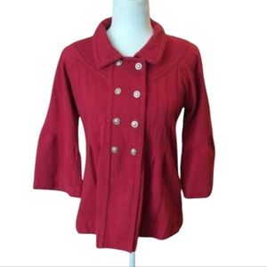 Twisted Hearts Y2K retro Cherry Girl red knit snap front  fleece jacket sz M